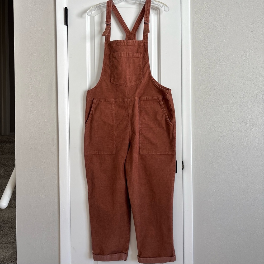 Aerie Corduroy Overalls Pants Woman’s Size M Brown Adjustable Straps